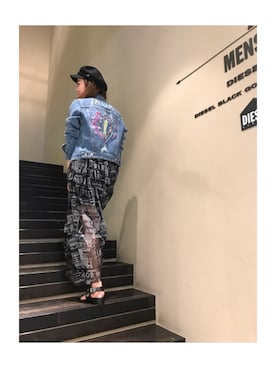 「DIESEL OSAKA」｜「アイテム（デニムジャケット）」を使った、SHCOさん（レディース・155cm）の夏コーディネート