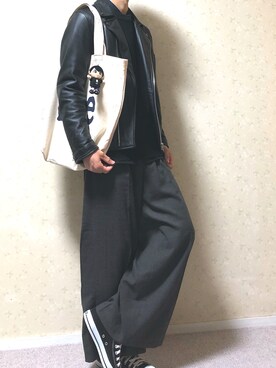 「RAGEBLUE（レイジブルー）のアイテム（ライダースジャケット）」を使った、shunさん（メンズ・170cm）の冬コーディネート