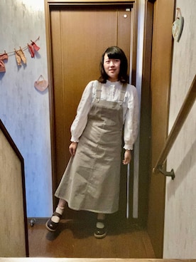 「NICE CLAUP（ナイスクラップ）のアイテム（オールインワン・サロペット）」を使った、しらす♾さん（レディース・159cm）の春コーディネート