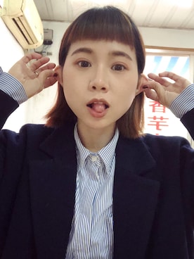 「H&M（エイチ・アンド・エム）のアイテム（ダッフルコート）」を使った、张了了了了了了了了さん（レディース・160cm）の冬コーディネート