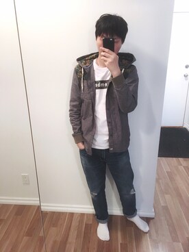 「Modern Amusement（モダンアミューズメント）のアイテム」を使った、実乃さん（メンズ・180cm）の秋コーディネート