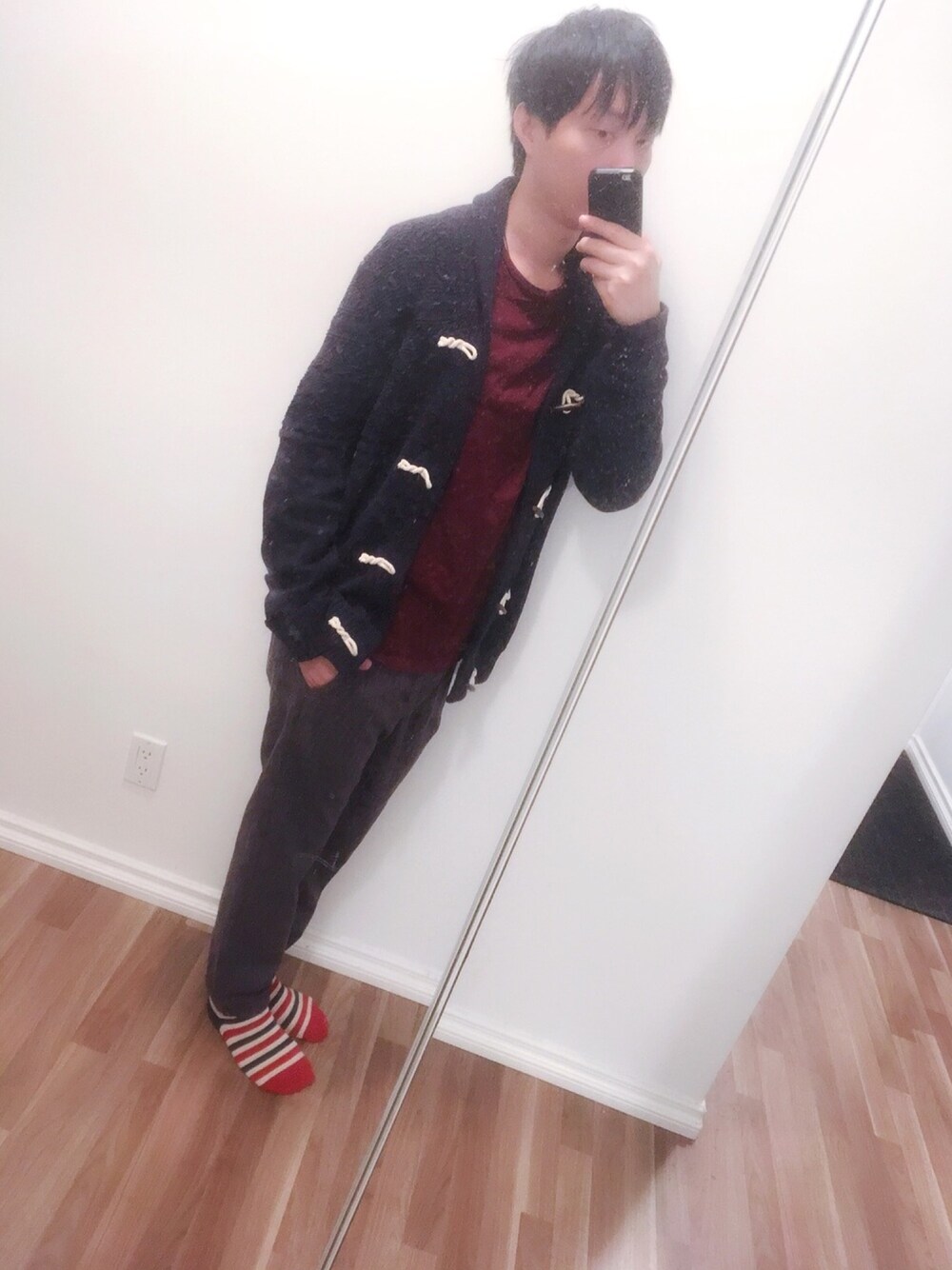 「H&Mのアイテム（ジャケット/アウター、ブルー系）」を使った、実乃さん（メンズ・180cm）の秋コーディネートの1枚目の写真