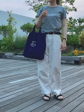 「MAISON DE REEFUR（メゾンドリーファー）のリーファー 2WAY トートバッグ（トートバッグ）」を使った、miさん（レディース・162cm）の夏コーディネート