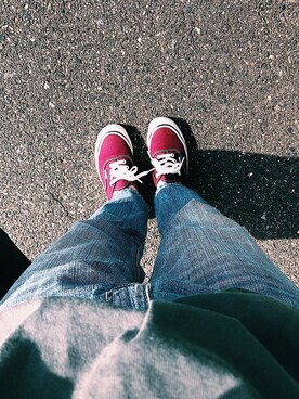 「VANS（バンズ）のアイテム（スニーカー、レッド系）」を使った、kao1102さん（レディース・153cm）の夏コーディネート