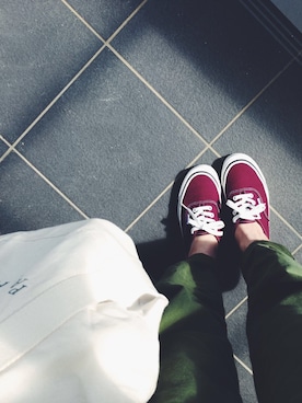 「VANS（バンズ）のアイテム（スニーカー、レッド系）」を使った、kao1102さん（レディース・153cm）の夏コーディネート