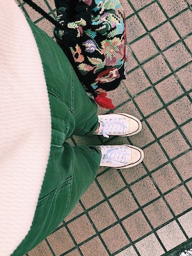 「CONVERSE（コンバース）のCONVERSE コンバース ALL STAR OX オールスター オックス（スニーカー、ホワイト系）」を使った、kao1102さん（レディース・153cm）の夏コーディネート