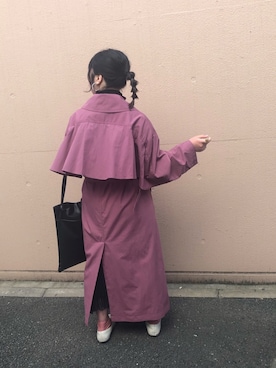 「CLANE（クラネ）のアイテム（トレンチコート）」を使った、nakamura  shiorlさん（レディース・157cm）の春コーディネート