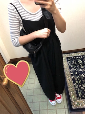 「Heather（ヘザー）のアイテム（つなぎ/オールインワン）」を使った、auさん（レディース・158cm）の春コーディネート