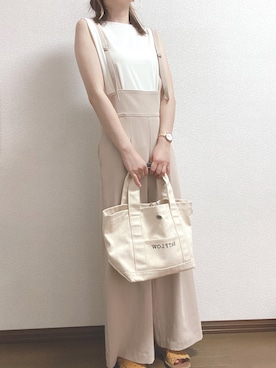「green label relaxing（グリーンレーベルリラクシング）のアイテム（サロペット/オーバーオール）」を使った、auさん（レディース・158cm）の夏コーディネート