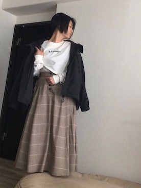 「Right-on（ライトオン）のアイテム（マウンテンパーカー）」を使った、むぎさん（レディース・162cm）の春コーディネート