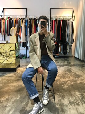 「西裝外套」｜Yö Gëëさん（メンズ・187cm）の春コーディネート