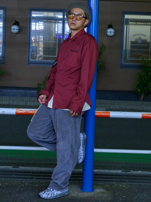 ハンチング ベレー帽 ベージュ系 を使った Nike のメンズ人気ファッションコーディネート ユーザー その他ユーザー 髪型 ミディアムヘアー Rbf