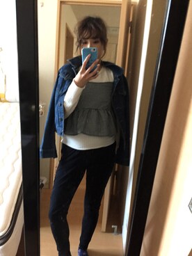 「GRL（グレイル）のアイテム（デニムジャケット）」を使った、IYOさん（レディース・159cm）の春コーディネート