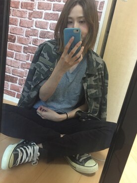 「GRL（グレイル）のカットオフストレッチスキニーパンツ（その他パンツ）」を使った、IYOさん（レディース・159cm）の秋コーディネート