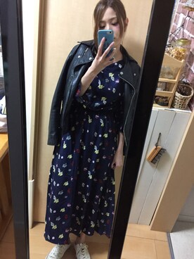 「select MOCA（セレクトモカ）のアイテム（ライダースジャケット）」を使った、IYOさん（レディース・159cm）の秋コーディネート