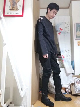 「semantic design（セマンティックデザイン）のアイテム（ブーツ）」を使った、OKAWA⭐︎相互さん（メンズ・180cm）の冬コーディネート