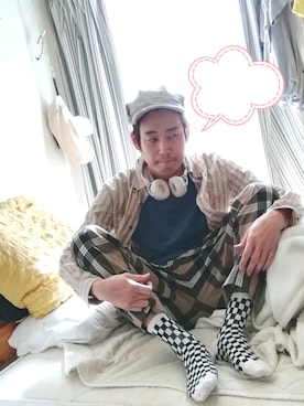 「LAKOLE（ラコレ）のアイテム（キャスケット）」を使った、OKAWA⭐︎相互さん（メンズ・180cm）の冬コーディネート