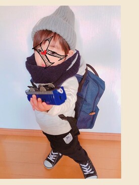 「アイテム（おもちゃ、ブルー系）」を使った、ka-zunさん（キッズ・80cm）の冬コーディネート