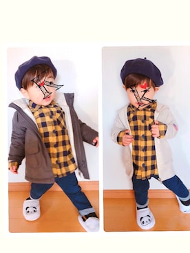 「DAISO（DAISO）のアイテム（その他シューズ）」を使った、ka-zunさん（キッズ・80cm）の冬コーディネート