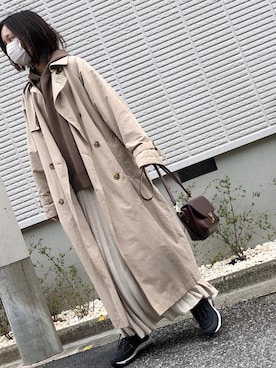 「ADAM ET ROPE'（アダムエロペ）のアイテム（トレンチコート）」を使った、akiさん（レディース・157cm）の春コーディネート