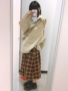 「kutir（クティール）のアイテム（マウンテンパーカー）」を使った、ほやほやさん（レディース・153cm）の秋コーディネート