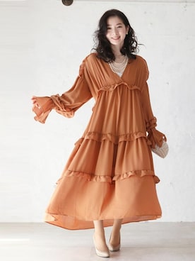 「cawaii（カワイイ）のアイテム（ワンピース）」を使った、こじまゆCAWAIIスタッフさん（レディース・155cm）の春コーディネート