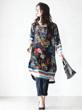 「Cawaii」｜「アイテム（チュニック）」を使った、CAWAIIスタッフさん（レディース・155cm）の春コーディネート