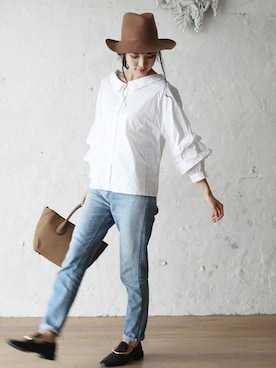 「七分袖」｜CAWAIIスタッフさん（レディース・155cm）の春コーディネート