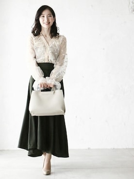 「cawaii（カワイイ）のアイテム（カーディガン/ボレロ）」を使った、CAWAIIスタッフさん（レディース・155cm）の春コーディネート