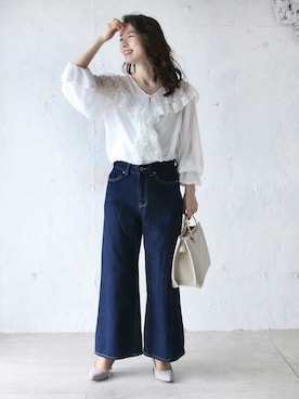 「ベルスリーブ」｜こじまゆCAWAIIスタッフさん（レディース・155cm）の春コーディネート