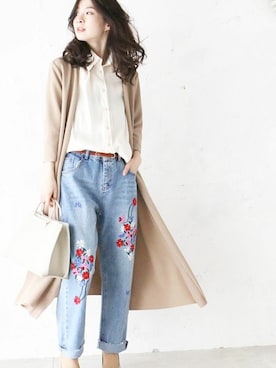 「Cawaii」｜「アイテム（パンツ）」を使った、CAWAIIスタッフさん（レディース・155cm）の春コーディネート