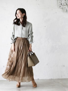 「袖コンシャス」｜CAWAIIスタッフさん（レディース・155cm）の春コーディネート