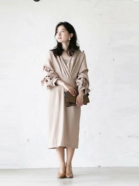 「ミディ丈」｜こじまゆCAWAIIスタッフさん（レディース・155cm）の春コーディネート