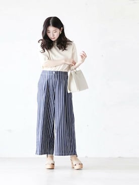 「Cawaii」｜「アイテム（パンツ）」を使った、CAWAIIスタッフさん（レディース・155cm）の春コーディネート