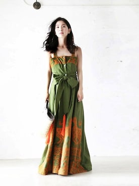 「キャミソールワンピ」｜「アイテム（ワンピース/ドレス）」を使った、CAWAIIスタッフさん（レディース・155cm）の春コーディネート