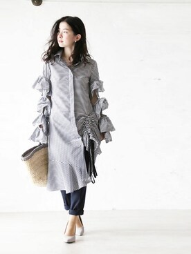 「袖コンシャス」｜CAWAIIスタッフさん（レディース・155cm）の春コーディネート