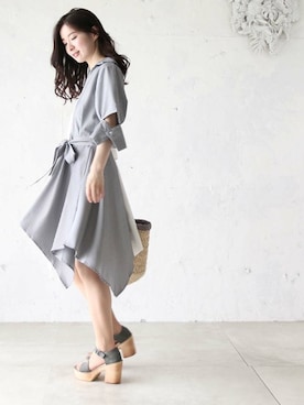 「cawaii（カワイイ）のアイテム（ワンピース）」を使った、こじまゆCAWAIIスタッフさん（レディース・155cm）の夏コーディネート