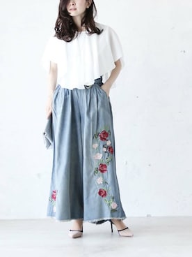 「Cawaii」｜「アイテム（パンツ）」を使った、CAWAIIスタッフさん（レディース・155cm）の夏コーディネート