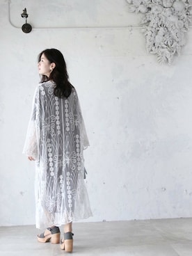 「cawaii（カワイイ）のアイテム（カーディガン/ボレロ）」を使った、CAWAIIスタッフさん（レディース・155cm）の夏コーディネート