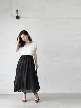 「ノースリーブニット」｜CAWAIIスタッフさん（レディース・155cm）の夏コーディネート