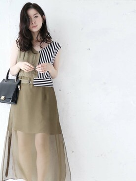 「ベルト付き」｜CAWAIIスタッフさん（レディース・155cm）の夏コーディネート