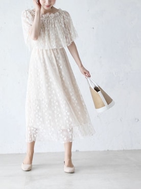 「cawaii（カワイイ）のアイテム（ワンピース）」を使った、こじまゆCAWAIIスタッフさん（レディース・155cm）の夏コーディネート