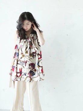 「ボウタイ」｜CAWAIIスタッフさん（レディース・155cm）の夏コーディネート