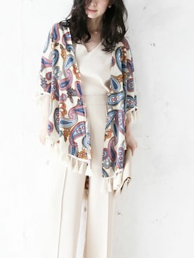 「cawaii（カワイイ）のアイテム（カーディガン/ボレロ）」を使った、CAWAIIスタッフさん（レディース・155cm）の夏コーディネート