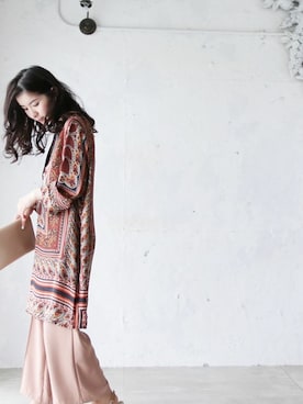 「アイテム（トップス、ブラウン系）」を使った、CAWAIIスタッフさん（レディース・155cm）の夏コーディネート