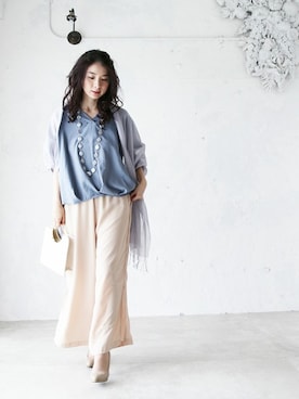 「タックイン」｜CAWAIIスタッフさん（レディース・155cm）の夏コーディネート