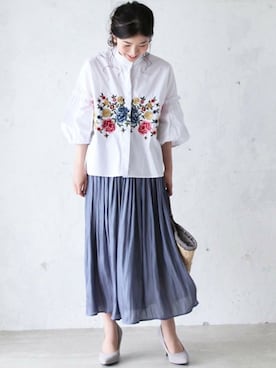 「七分袖」｜CAWAIIスタッフさん（レディース・155cm）の夏コーディネート