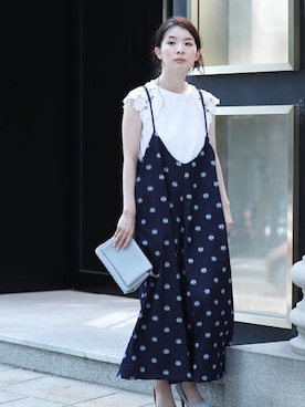 「cawaii（カワイイ）のアイテム（オールインワン・サロペット）」を使った、CAWAIIスタッフさん（レディース・155cm）の夏コーディネート