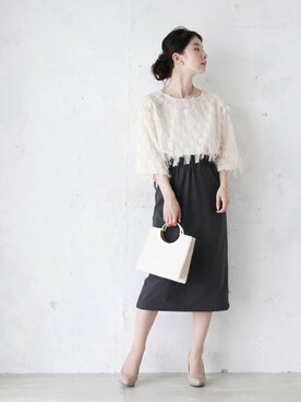 「ウエストゴム」｜CAWAIIスタッフさん（レディース・155cm）の夏コーディネート