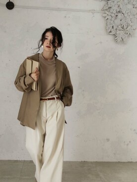 「ベルト付き」｜CAWAIIスタッフさん（レディース・155cm）の秋コーディネート